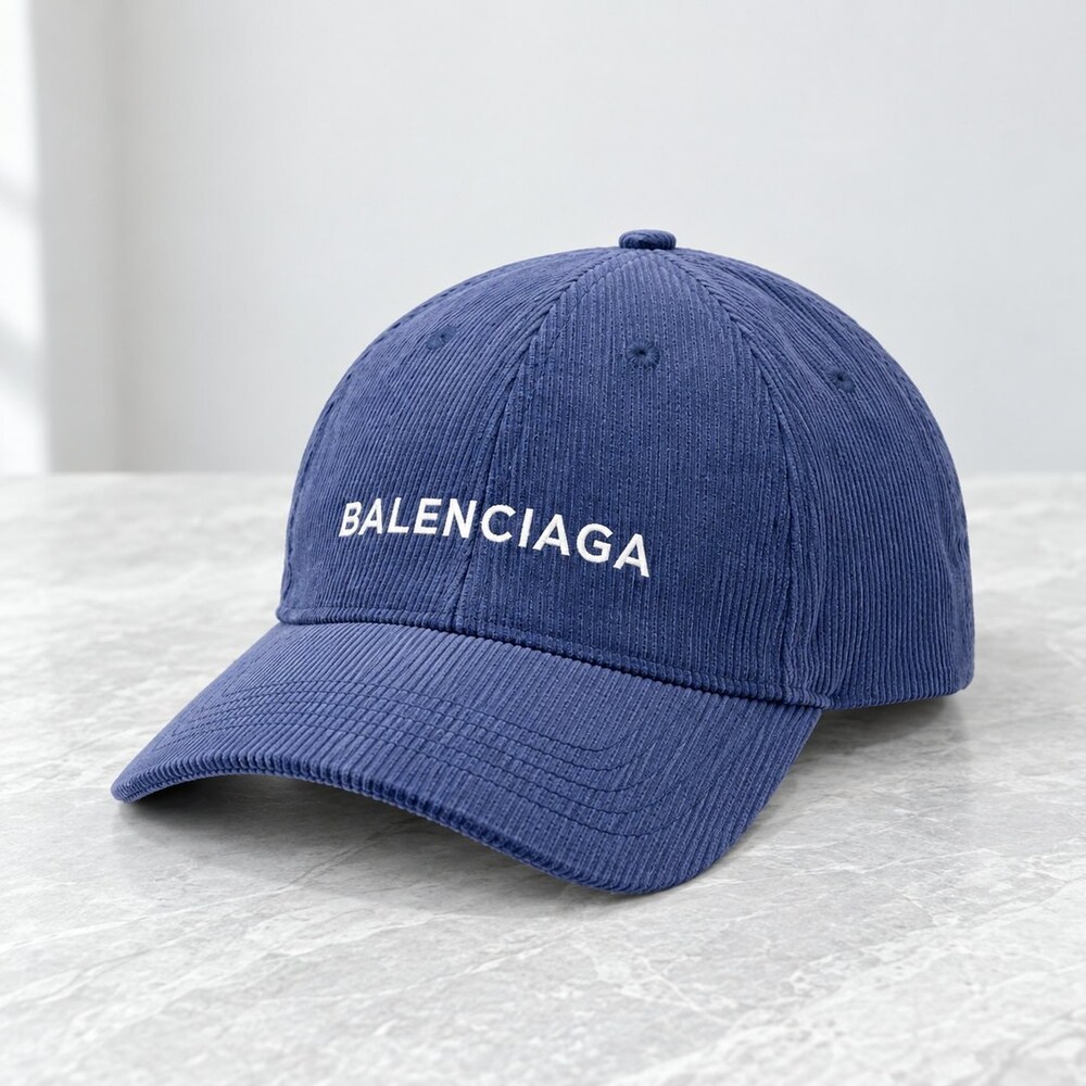 Balenciaga Blue Corduroy Logo Cap - Picture 4 of 6